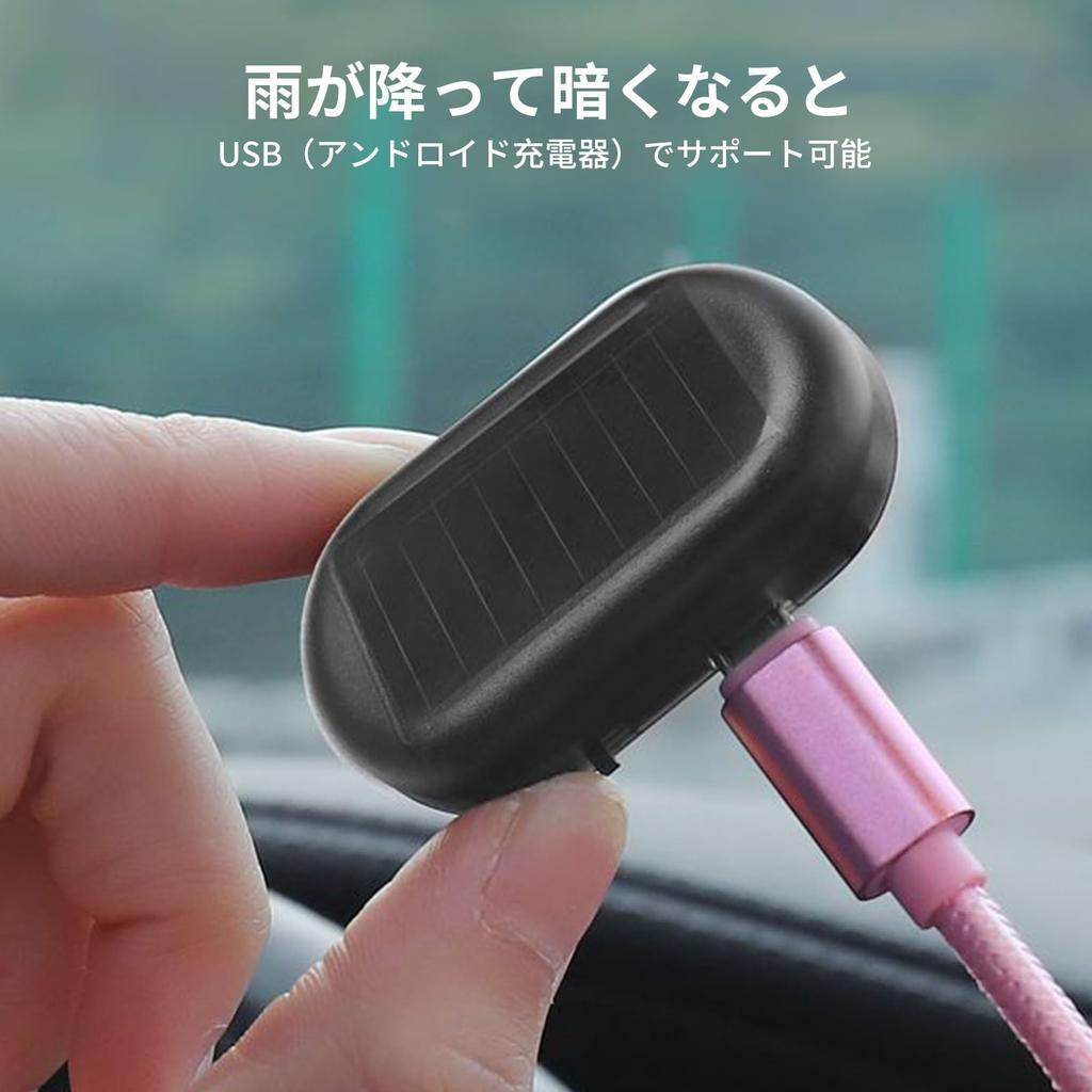 Aninako Car Solar Powered LED Light, Dummy Security, Anti-Theft, Warning, Auto Flashing, Car Security,