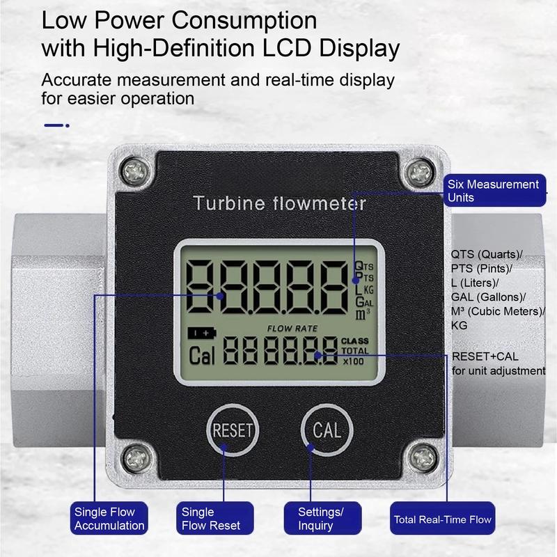 1inch Electronic Turbine Flow Meter High Accuracy Stainless Steel Turbine Flowmeter DN25 for Water Diesel Gasoline Kerosene Fuel