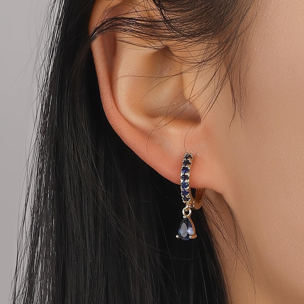 1 Pair Elegant Mini Cubic Synthetic Zirconia Water Drop Dangle Earrings - Sparkling Teardrop Design Party Jewelry, Women Cute Earrings, Daily Wear