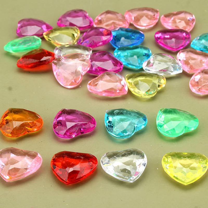30PCS 25MM Heart Shaped Acrylic Diamond Gems Pirate Treasure Party Favors Goodie Bags For Birthday Small Presents Kids