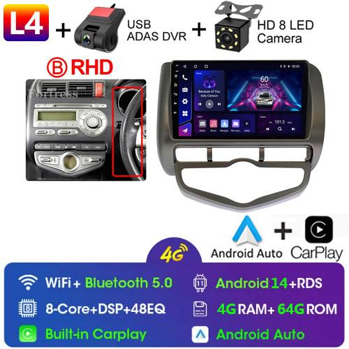 Android 14 Radio For Honda JAZZ City 2002 2003 2004 2005-2007 Car Stereo Multimedia Player Carplay Auto GPS Navigation 2DIN DSP