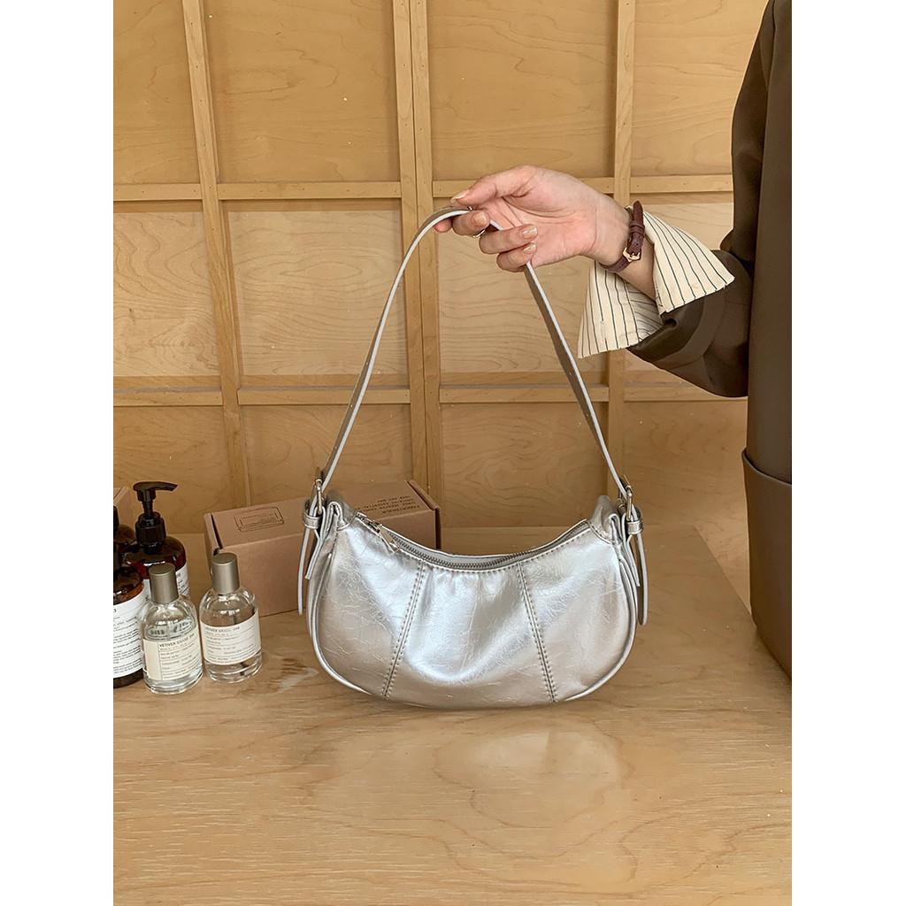 Ielgy Underarm Bag Silver Portable Shoulder Messenger Bag