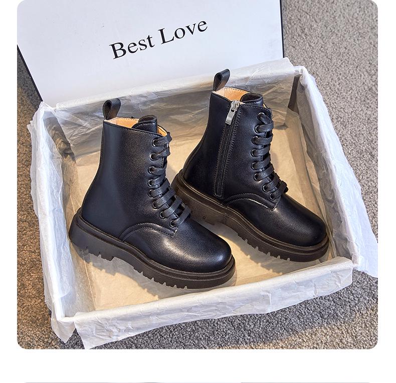 Koreanischer Stil Mädchen High-Top Martin Winterstiefel 2024: Samtgefütterte Kinder-Auftrittsschuhe