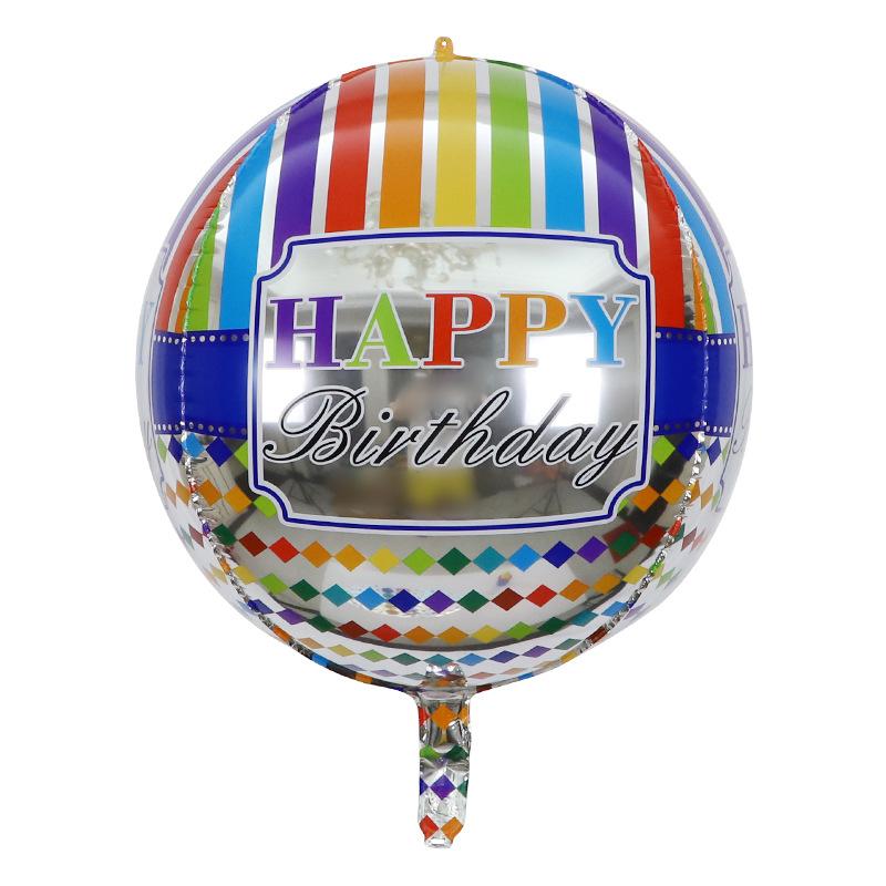 22 inch 4D Ball New Round Aluminum Film Balloon Happy Birthday Letter Printing Theme Party Decoration Translucent Balloon