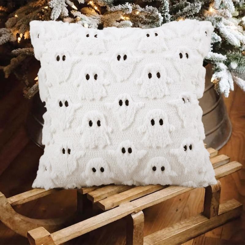Bat Pattern Specters Themed Pillow Cover for Halloweens Decorations Sturdy Plush Fabric
