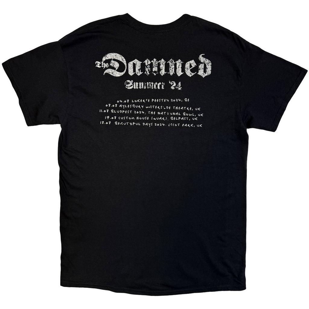 The Damned Unisex Erwachsenen EU Tour Sommer 24 Abgenutztes Logo Rückendruck T-Shirt
