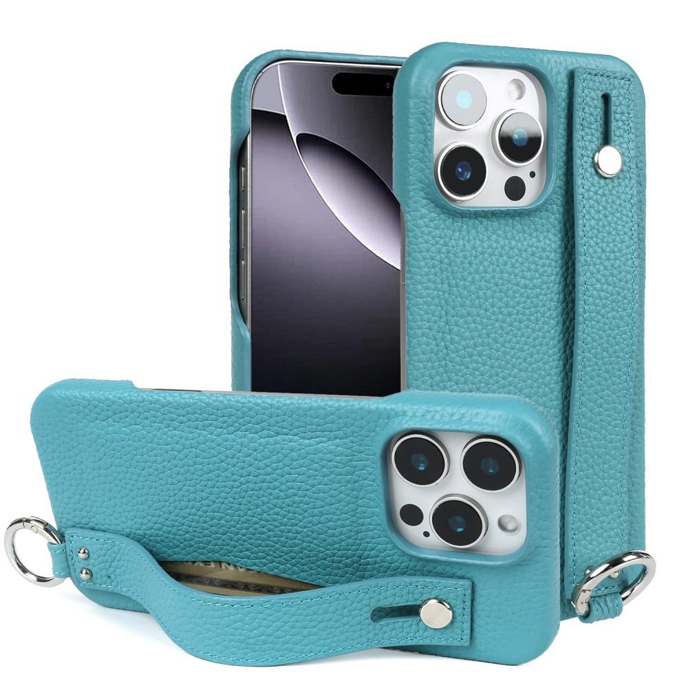 Premium Genuine Leather Case For iPhone 16 Pro Max Phone Cases 15Pro 14 13 12 11 Wristband Strap Bracket Back Card Holder Cover