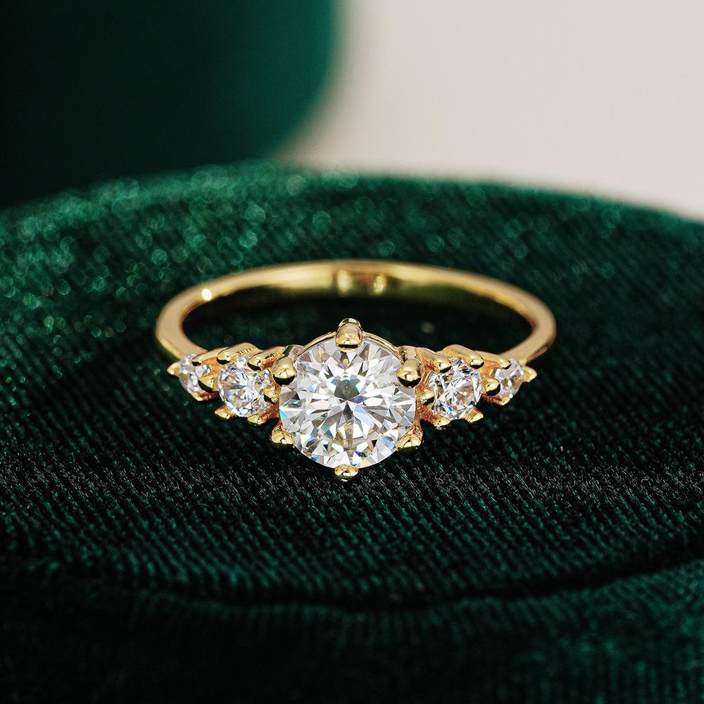 Luxury Real Gold Women s French Round Diamond Ring Color Moissanite Diamond Ring 5 белый