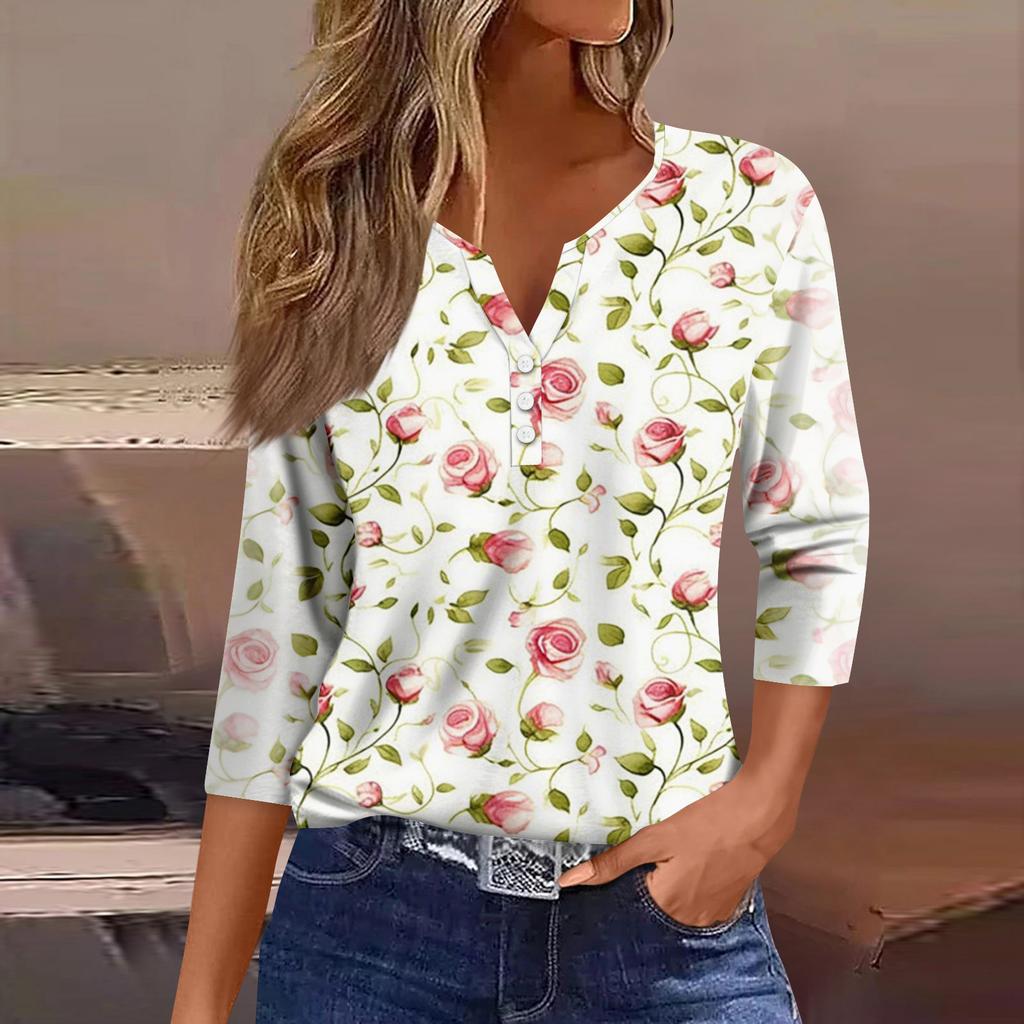 Women's 3/4 Sleeve Shirts Graphic Tees Shirts Casual Basic Tops Pullovers
