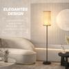 Modern Floor Lamp with Faux Linen Shade and Foot Switch, for Living Room and Bedroom, Metal, Black