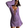 Fashion Swimsuit Knit Cover-up Women's Beach Dress Hollow Out V-neck Bikini Women Elegant Long Sleeved Sunscreen See Through Slim Clothes Party Dress
