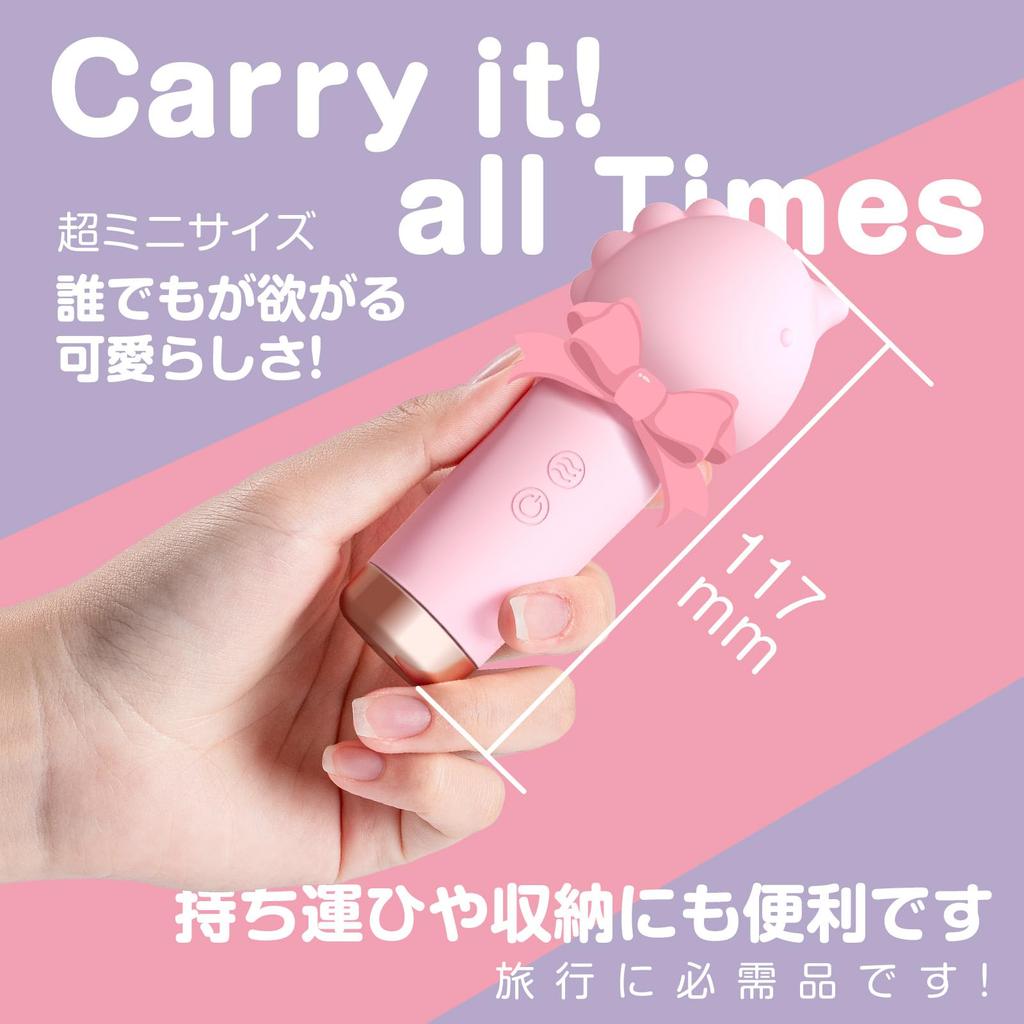 Electric Massager Original Vibrator Rotor Mini Electric Massager Powerful Vibrator for Women Pink Dinosaur 10 Types of Vibrations 25000 Times Full