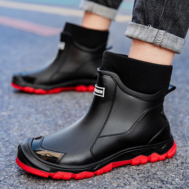 Men's rain shoes fashionable versatile fishing sea shoes thickened wear-resistant comfortable water boots adult four-season rubber shoes