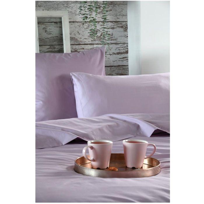 Housse De Couette En Percale De Coton Uni 260 X 240 Cm Elysée Violet