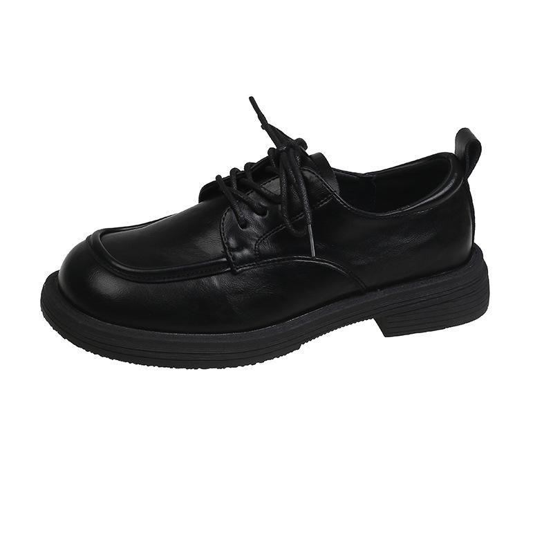 

Нові глянцеві маленькі шкіряні жіночі туфлі на товстій підошві з ретро-лоферами в коледжному стилі 2024 року. 40 чорний