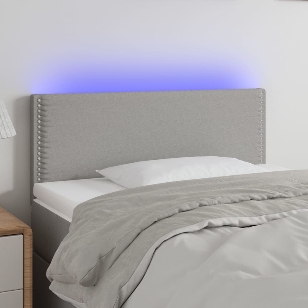 vidaXL LED Kopfteil Hellgrau 90x5x78/88 cm Stoff