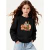 Kids Sweatshirt , Crew Neck Fashion Top, Fun "Cute Bear Bubble Tea" Patterned Sweatshirt, Suitable for Everyday Casual Wear