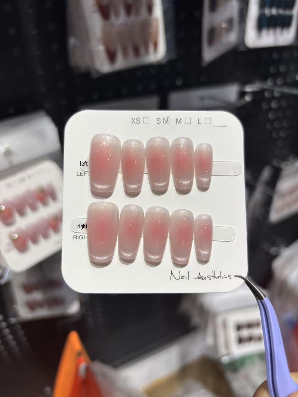 

Румяна с шиммером «Кошачий глаз», съемные накладные ногти с нейл-артом - трендовый товар TikTok S - Glue Type