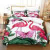 Flamingo Duvet Cover King/Queen Size Green Tropical Leaves Decor Bedding Set Palm Tree Flower Soft 2/3pcs Polyester Quilt Cover