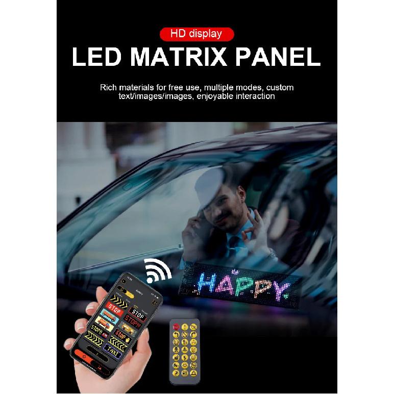 Scrolling Advertising LED Sign Display USB RGB Car App Control Bluetooth Custom Logo Display Text Pattern Animation Programmable