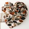 Fashionable and Simple Commuting Style Cotton and Linen Hand Scarf Plant Leaf Breasted Scarf Thick Shawl