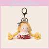 Söt koreansk handgjord plyschnyckelring med blommig klänning Schackrutig rosettdekor För present Och väskdekor