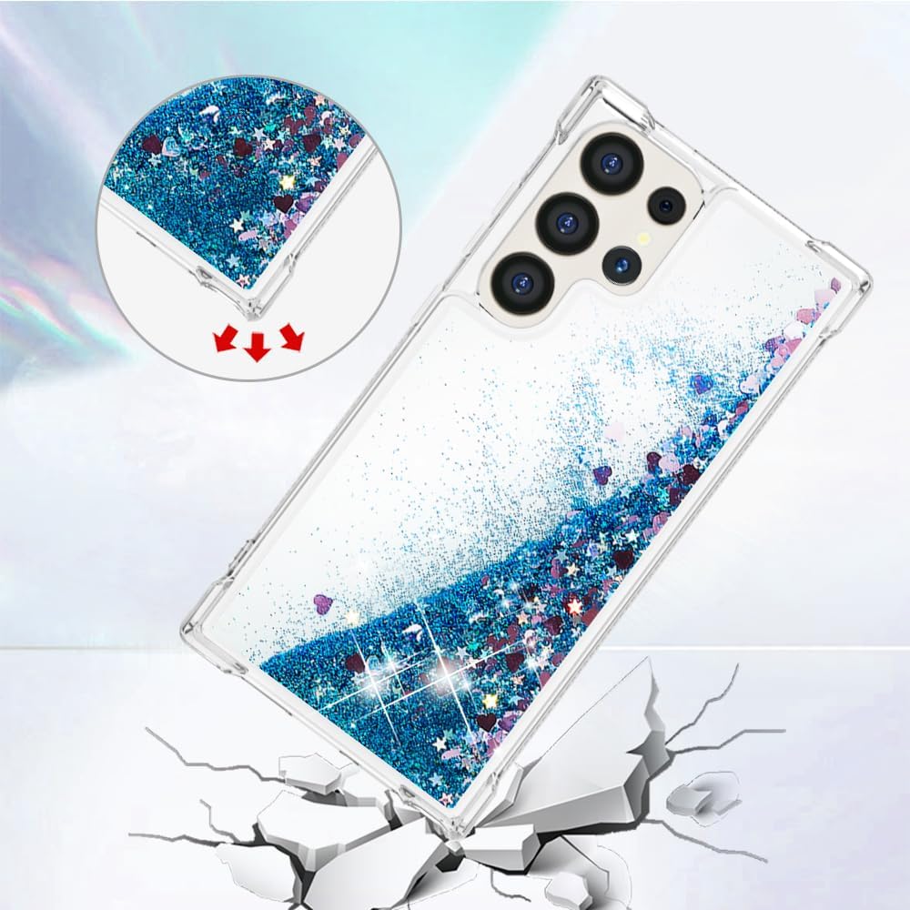 Compatible with Samsung Galaxy S24 Ultra Liquid Case Glitter Cute Clear Phone Case Shiny Quicksand Shockproof Protective Soft TPU Girly Women Case
