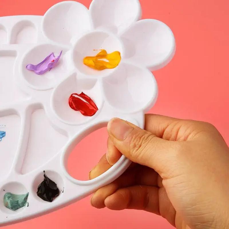 Clover Shaped Multi Compartment Paint Palette Portable Art Painting Tray Pigment Mixing Plate Artist Drawing DIY Craft Supplies