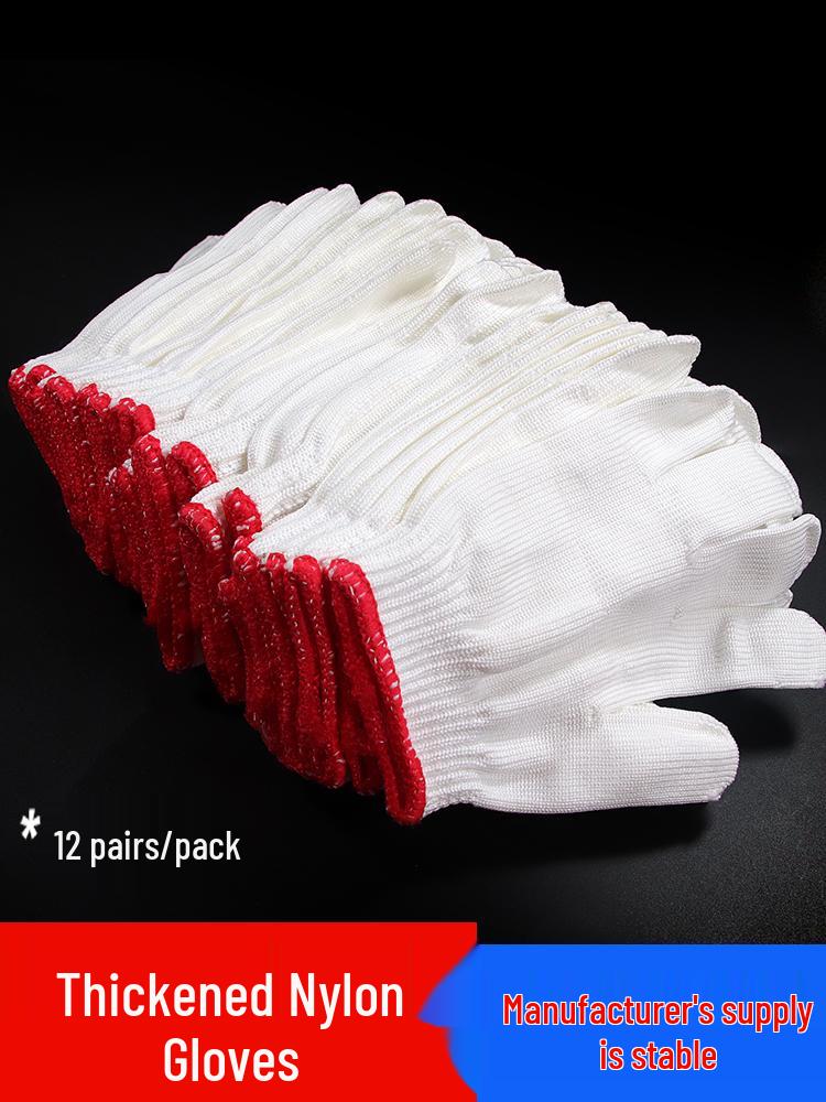 Men's Anti-Slip, Wear-Resistant Work Gloves - Thickened Nylon Cotton Yarn, Split Finger Design for Construction Safety