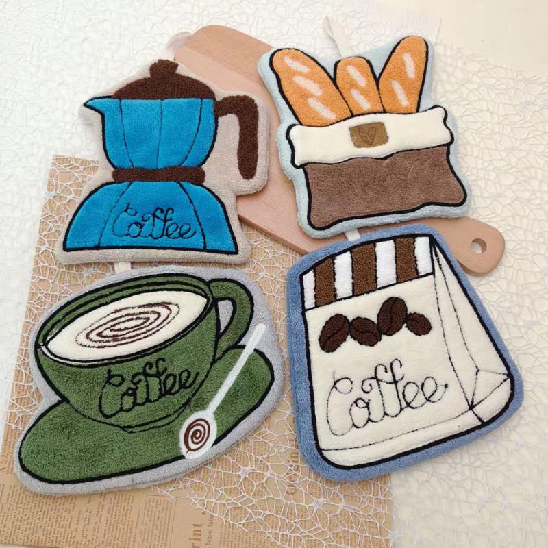 Cute Puppy Hand Towel Quick Drying Kitchen Cleaning Rag Coral Velvet Cartoon Animal Absorbent Bathroom Hanging Towel
