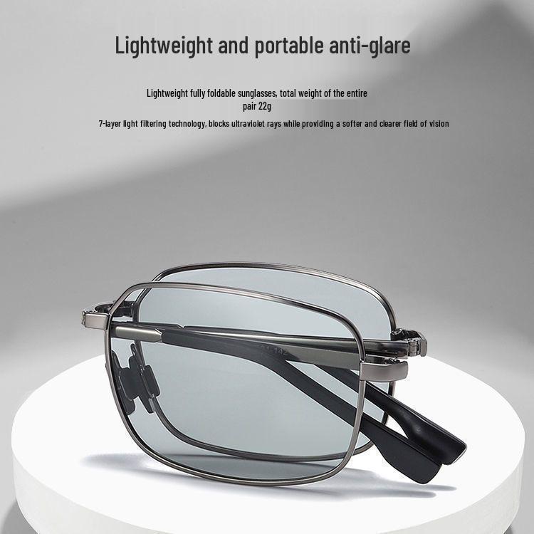 Premium Men's Foldable Color-Changing Polarized Sunglasses with UV Protection for Driving and Fishing