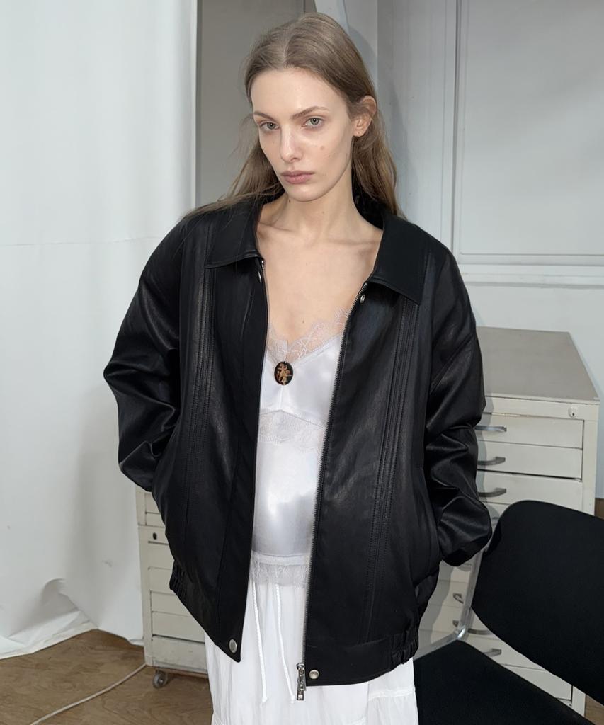 Overdueflair Vintage Leather Blouson Jacket_Black