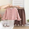 Girls' Trendy Korean-Style Spring/Autumn Toddler Cardigan & Sweater Coat Set