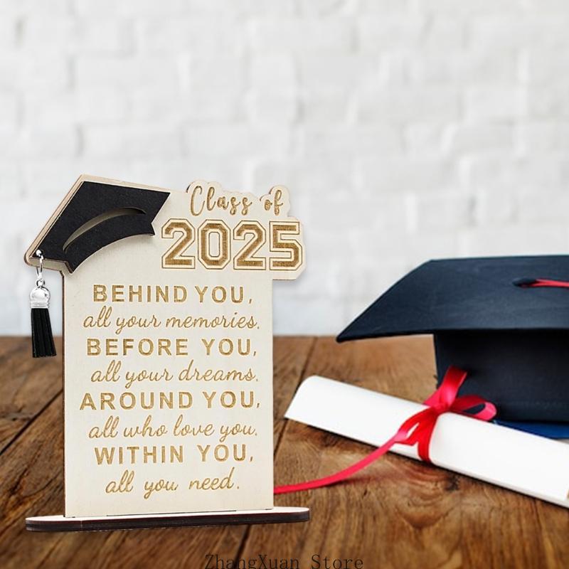 3XUF Graduation Sign Desk Decoration 2025 Inspirational Quote Plaque with Stand Graduation Present For Students