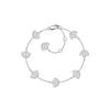 925 Sterling Silver Minimalist Fan-Shaped Diamond Flower Women's Sparkling Bracelet