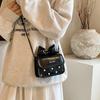 Cute Girl Bow Small Bag Fashion High Sense Polka Dot Small Square Bag Niche Single Shoulder Messenger Bag Women
