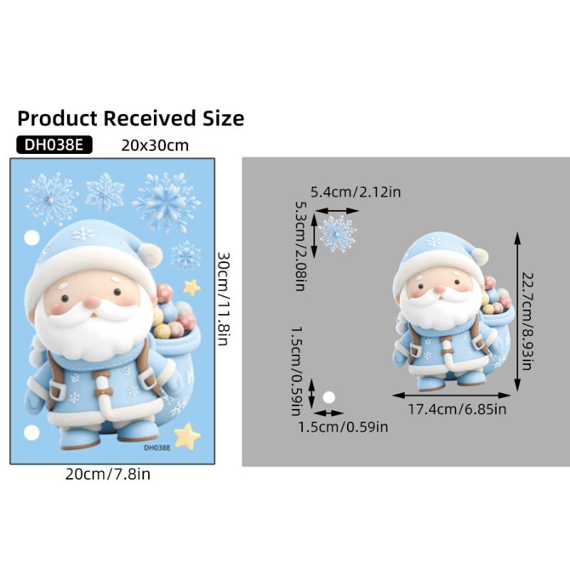 1/2/3/4/6/9 Sheets Winter Snowman Santa Claus Snowflake Static Electricity Decals Christmas Window Stickers Ornaments Xmas Decor