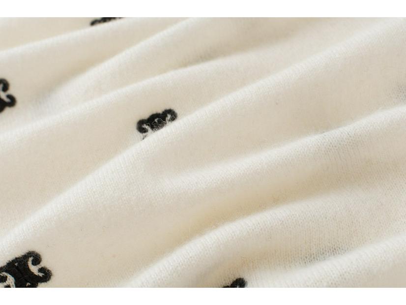 Women's 100% Pure Cashmere Crew Neck Embroidered Loose Sweater