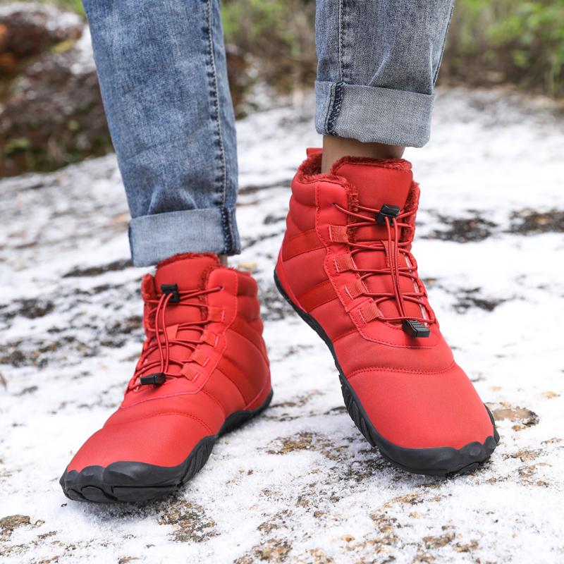 Plush Outdoor Hiking Sneakers Winter Warm Climbing Shoes Unisex High-top Snow Boots Ankle Booties Anti-slip Cotton Shoes