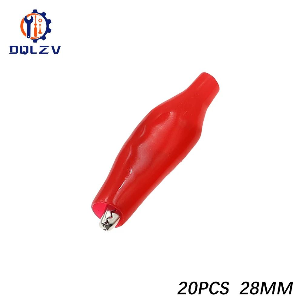 20PCS 28MM 35MM 45MM Metal Alligator Clip Crocodile Electrical Clamp Testing Probe Meter Black Red Plastic DIY Car Auto Battery