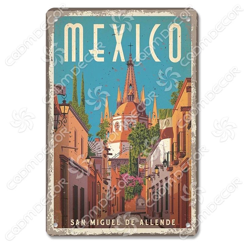 Scenografia della Capitale Insegna di Latta Piastra di Metallo Canada Messico Grecia Dubai Poster in Metallo Decorazione Murale Vintage per Caffè Soggiorno Casa