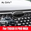 Dla CHERY TIGGO 8 Pro Max 2023 2024 2025 Samochód Przedni Zderzak Emblemat Odznaka Naklejka Logo Czarne Przeróbka Czarna Naklejka TPU Akcesoria