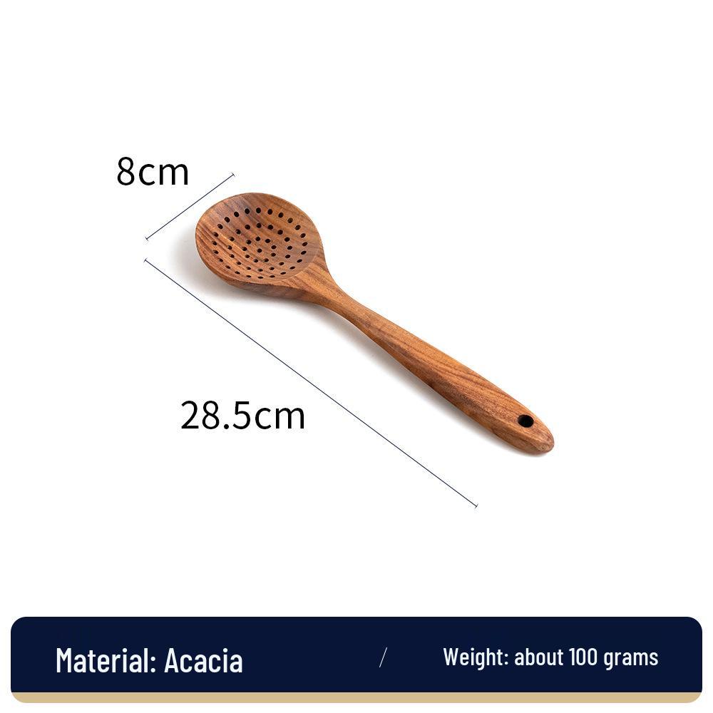 2023 Acacia Wood Long-Handle Non-stick Cooking Spatula & Ladle Set