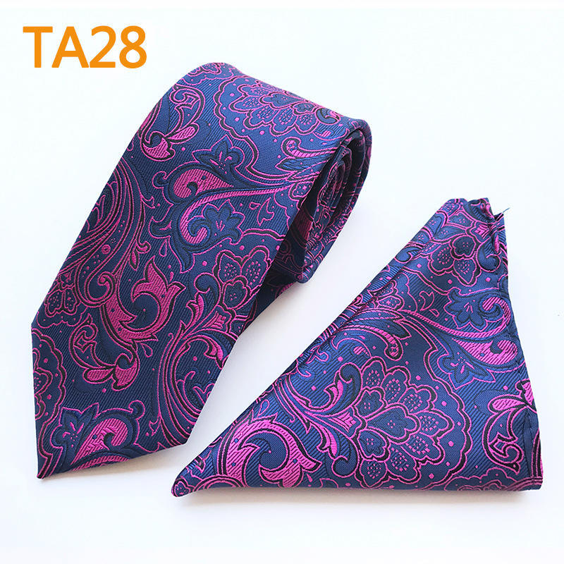 Polyester Large Waist Men'S Tie Men'S Pocket Towel Two-Piece Set