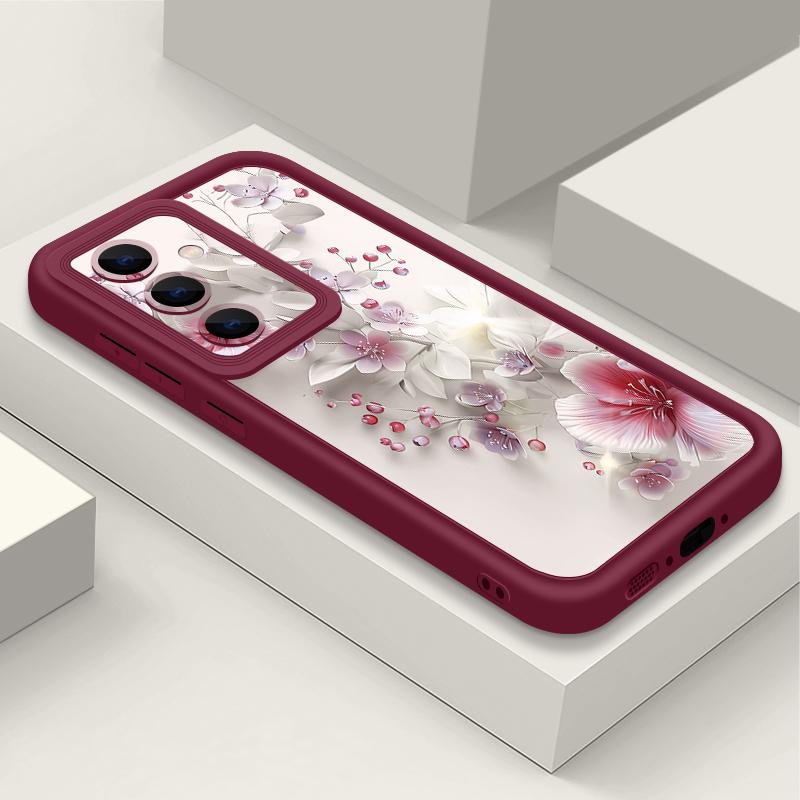 Pink White Flower Pattern Case For Samsung Galaxy A57 A37 A17 A56 A36 A26 A16 5G A55 A35 A15 A54 S21 FE S22 S23 S24 Plus S25 Edge S26 Ultra Cover