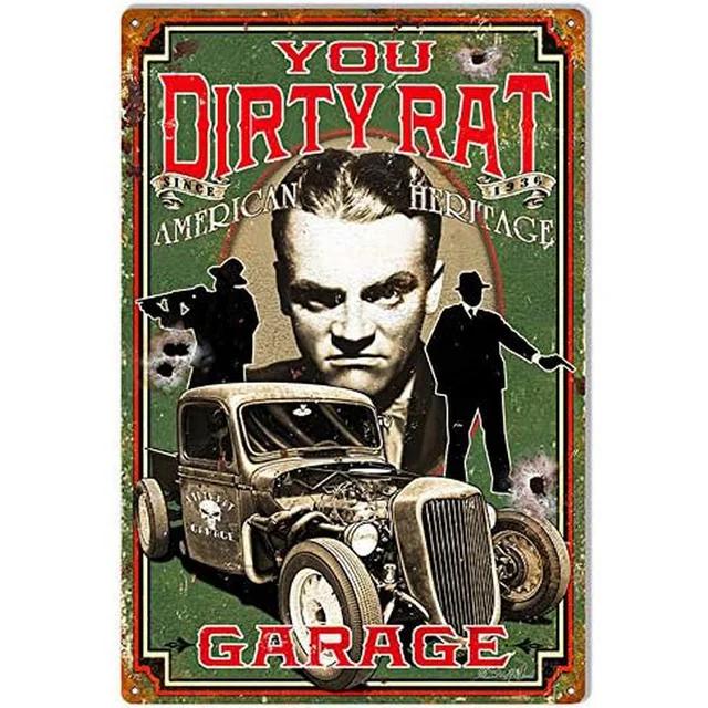 Vintage Pinup Girl Hot Street Rods Garage Full Service Route  Auto Mechanics Metal Tin Sign for Rural Wall Decor  Retro Poster P