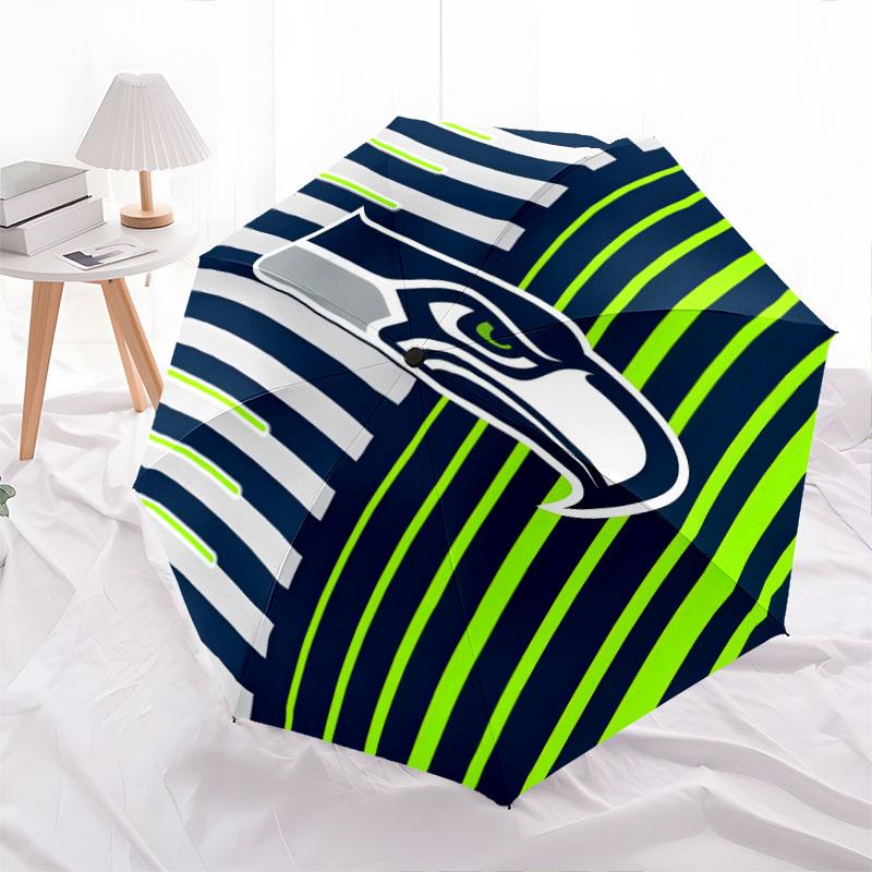 Seattle Seahawks pattern, automatic folding umbrella, portable and foldable design, 8 ribs, a Christmas or birthday gift.