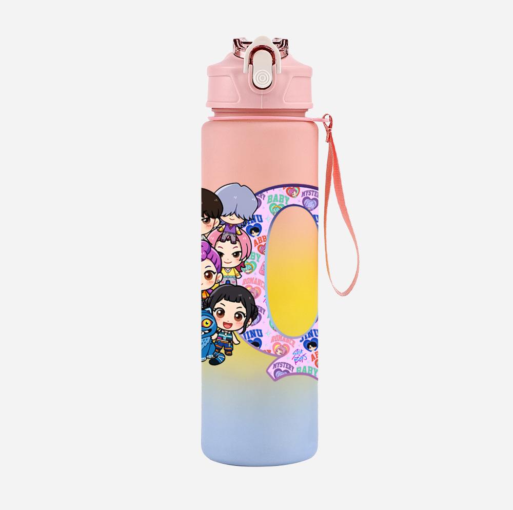 26 English Letter K-Pop Demon Hunters Printed 750Ml Water Bottle Large Capacity Drinking Cup Portable Children Outdoor Sports Water Cup