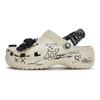 Crocs Classic Platform Clog EVA Graffiti Fashion Trend Comfort Gift Box Hole Shoes Women's Bone White and Black