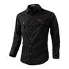 New Casual Loose Long-sleeved Tooling Shirt Men's Spring and Autumn Thin Large Size Cotton Solid Color Young and Middle-aged Old Man Dad Shirt